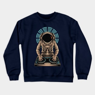 Astronaut DJ playing on mixer Crewneck Sweatshirt